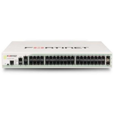 FortiGate w/ 42x GE RJ45 ports (including 16x LAN ports , 2 x WAN ports, 24x POE ports), 2 x GE SFP slots, SPU NP4Lite and CP8 hardware accelerated, 64GB onboard SSD storage