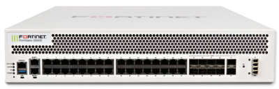 FortiGate w/ 10 x 10GE SFP+ slots, 2 x 10GE bypass SFP+ (LC Adapter), 34 x GE RJ45 ports (including 32 x ports, 2 x management/HA ports), SPU NP6 and CP9 hardware accelerated, 480GB SSD onboard storage