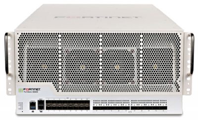 FortiGate 3980E w/ 10x 100GE QSFP28 slots and 16x 10GE SFP+ slots, 2 x GE RJ45 Management Ports, SPU NP6 and CP9 hardware accelerated, and 3 AC power supplies