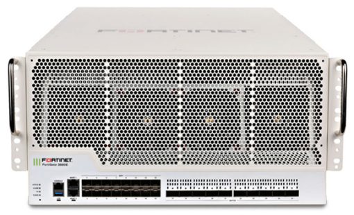 FortiGate 3980E w/ 10x 100GE QSFP28 slots and 16x 10GE SFP+ slots, 2 x GE RJ45 Management Ports, SPU NP6 and CP9 hardware accelerated, and 3 AC power supplies