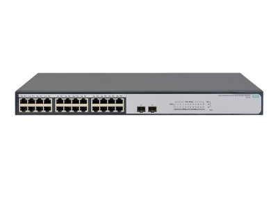 HPE 1420 24G 2SFP Switch, 24 x GIG Ports + 2 x SFP Ports, Unmanaged, Limited Lifetime Warranty