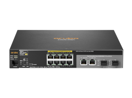 Aruba 2530 8 PoE+ Switch, Layer 2, 8 x 10/100 + 2 x SFP Ports, Managed, Limited Lifetime Warranty