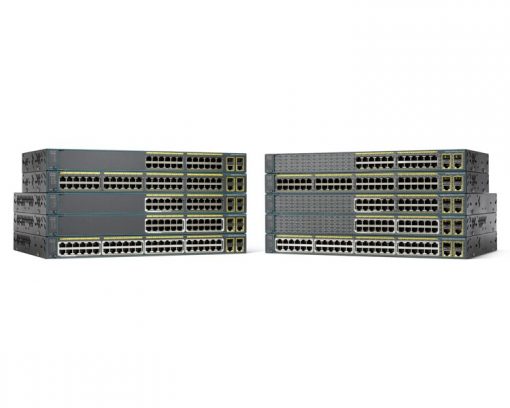 Cisco Catalyst 2960-Plus, 24 x 10/100 (8 x PoE+), 2 x 1000BASE-T/SFP, LAN Base