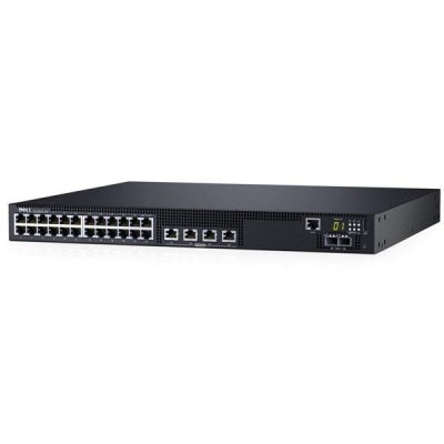 Dell EMC Switch N2128PX, Layer 3, 24 x 1GB PoE+, 4 x 2.5GbE UPoE+, 2 x 10GbE SFP+, Fixed Ports Stacking IO to PSU Airflow, 1 x AC PSU
