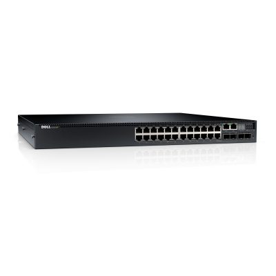 Dell EMC N3024EP-ON Switch, 24 x PoE+ 1GbT, 2 x SFP+ 10GbE, 2 x GbE SFP Combo Ports, Layer 3, Stacking IO to PSU Airflow, 1 x AC PSU