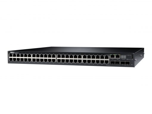 Dell EMC N3048EP-ON Switch, 48 x 1Gb PoE+, 2 x 10GbE SFP+, 2 x GbE SFP Combo Ports, Layer 3, Stacking IO to PSU Airflow, 1 x AC PSU