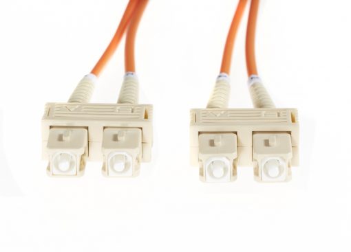 5m SC-SC OM1 Multimode Fibre Optic Duplex Patch Lead : 2mm Oversleeving | Orange