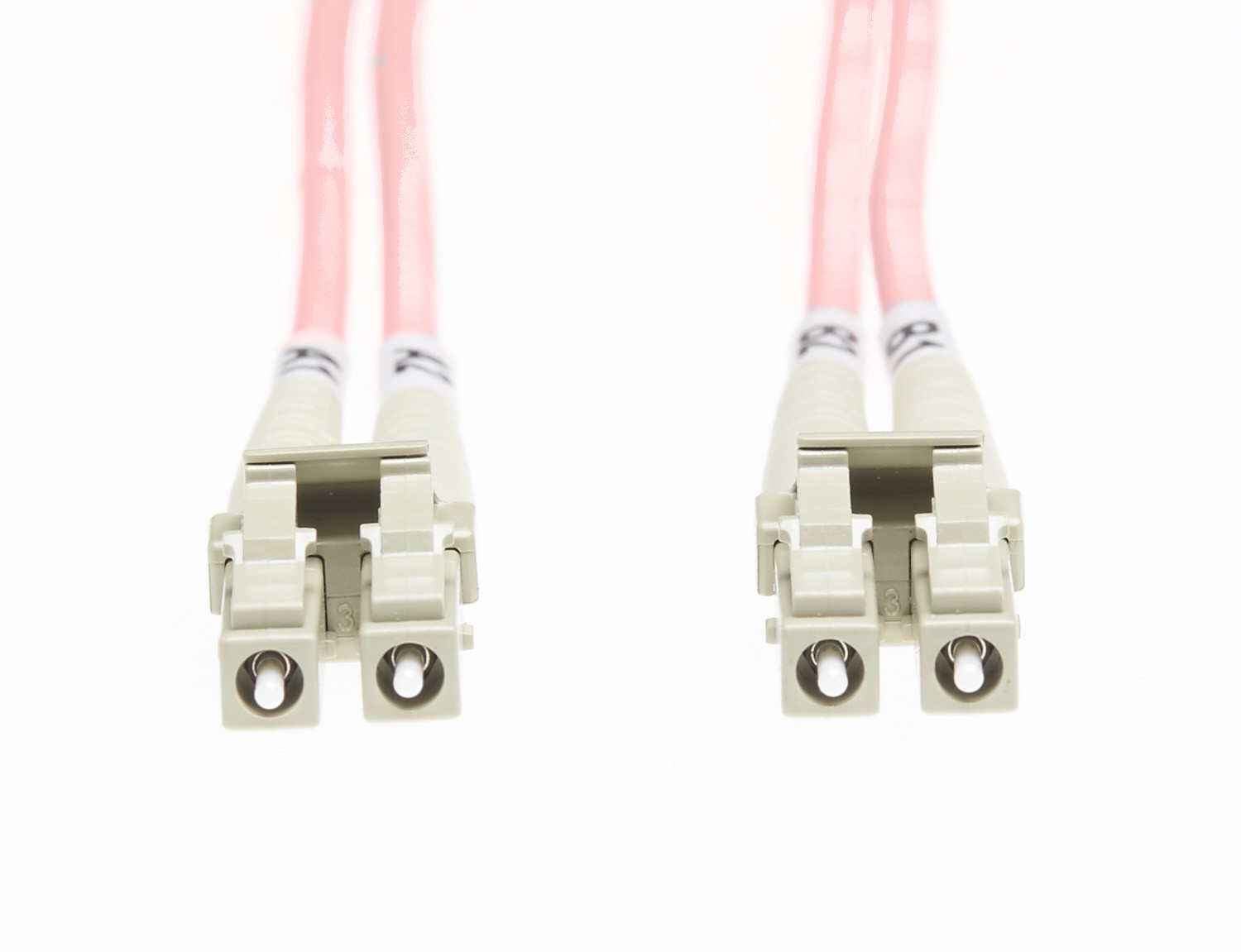 3m LC-LC OM4 Multimode Backwards compatible with OM3 Fibre Optic Duplex LSZH Patch Lead : 2mm Oversleeving | SALMON PINK