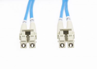 2m LC-LC OM4 Multimode Fibre Optic Duplex Patch Lead : 2mm Oversleeving - BLUE