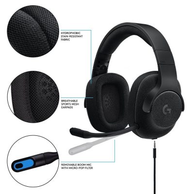Logitech G433 7.1 Surround Gaming Headset, Black, USB adapter included, Boom Microphone