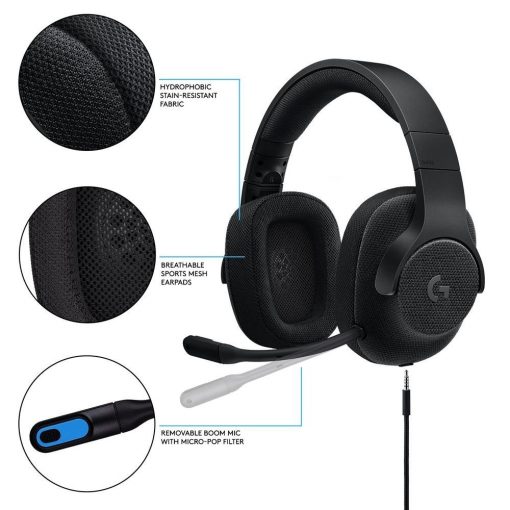 Logitech G433 7.1 Surround Gaming Headset, Black, USB adapter included, Boom Microphone