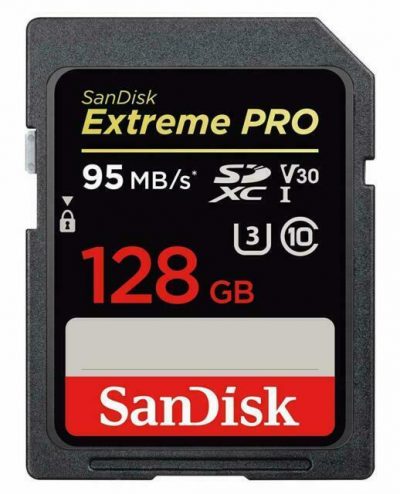SanDisk Extreme Pro SDXC, SDXXG 128GB, V30, U3, C10, UHS-I, 95MB/s R, 90MB/s W, 4x6, Lifetime Limited