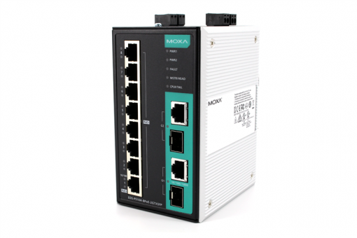 Moxa Managed Ethernet PoE Switch with 8 PoE+ ports, 2 combo gigabit Ethernet ports, -40 to 75°C