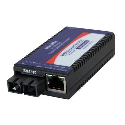 Miniature Media Converter, 100Base-TX/FX, Single-mode 1310nm, 40km, SC type, w/ AC adapter