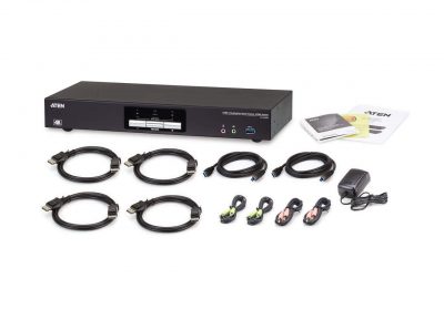 Aten 2 Port USB 3.0 4K Dual DisplayPort KVMP Switch, support up to 4K DCI (4096 x 2160 @ 60 HZ), supports MST on DP 1.2 compliant inputs