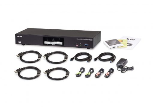 Aten 2 Port USB 3.0 4K Dual DisplayPort KVMP Switch, support up to 4K DCI (4096 x 2160 @ 60 HZ), supports MST on DP 1.2 compliant inputs