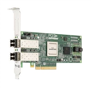 Emulex® Dual-port, Multi-mode optic interface, 8Gb Fibre Channel PCIe 2.0 HBA