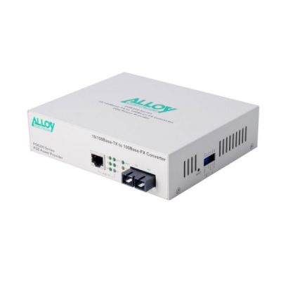 Alloy PoE PSE Fast Ethernet Media Converter 100Base-TX to 100Base-FX (SC), LFP, 2Km