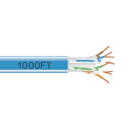 Black Box CAT6A 650-MHz Solid Ethernet Bulk Cable - Unshielded (UTP), CMR PVC, Blue, 1000-ft. (304.8-m) Spool C6ABC50-BL-1000
