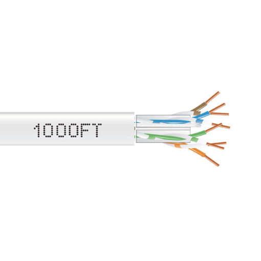 Black Box CAT6A 650-MHz Solid Ethernet Bulk Cable - Unshielded (UTP), CMR PVC, White, 1000-ft. (304.8-m) Spool C6ABC50-WH-1000
