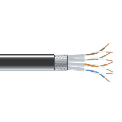 Black Box CAT6 250-MHz Stranded Ethernet Bulk Cable - Shielded (S/FTP), CM PVC, Black, 1000-ft. (304.8-m) Spool EVNSL0272BK-1000