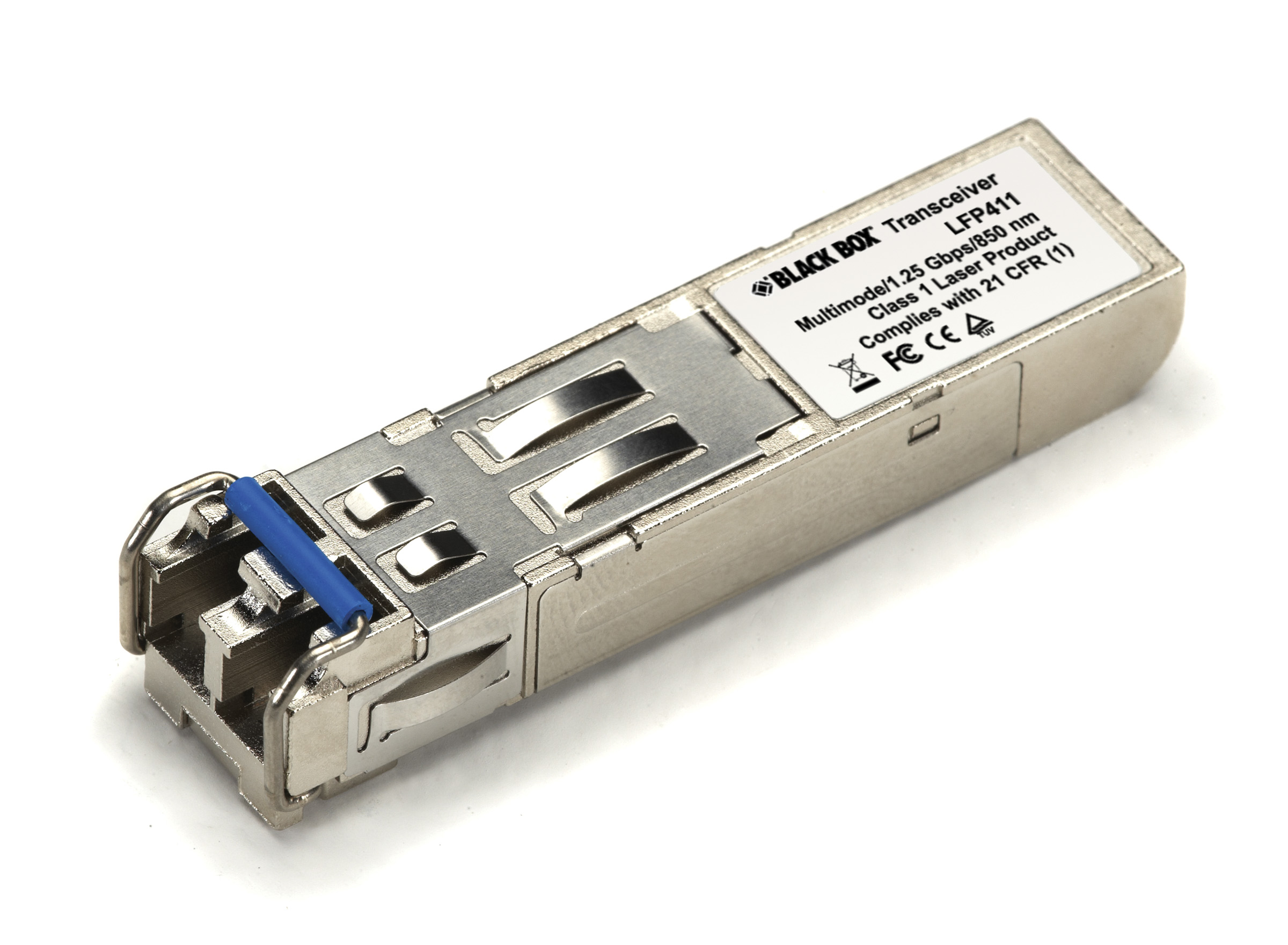Black Box LFP410 Series Gigabit (1.25-Gbps) Extreme Temperature SFP with Extended Diagnostics - (1) 1.25-Gbps Multimode Fiber, 850nm, 550m, LC LFP411