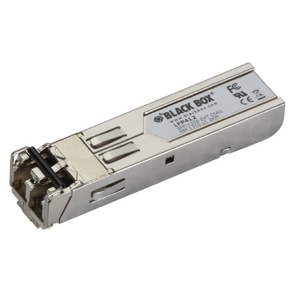 Black Box LFP410 Series Gigabit (1.25-Gbps) Extreme Temperature SFP with Extended Diagnostics - (1) 1.25-Gbps Multimode Fiber, 1310nm, 2km, LC LFP412