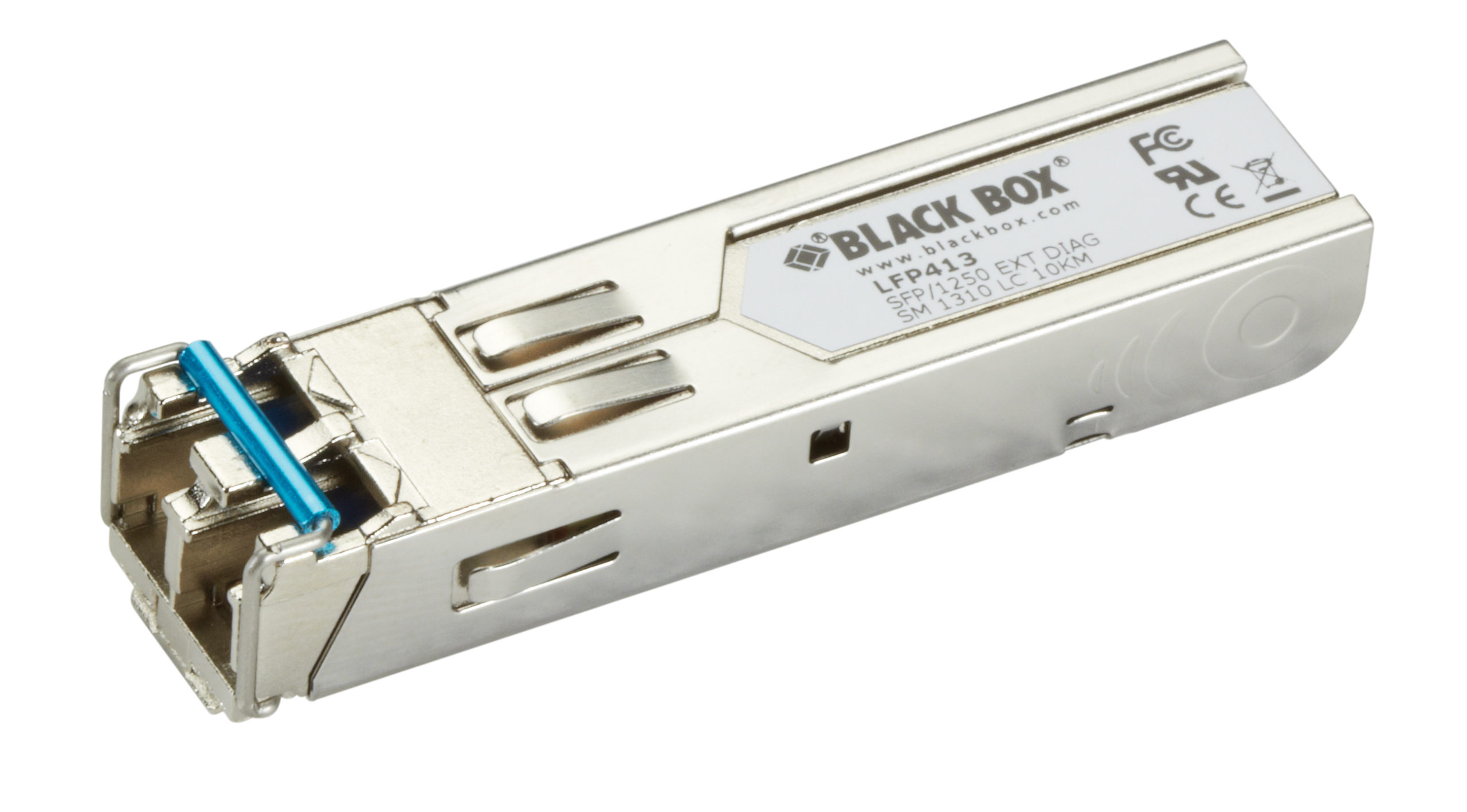 Black Box LFP410 Series Gigabit (1.25-Gbps) Extreme Temperature SFP with Extended Diagnostics - (1) 1.25-Gbps Singlemode Fiber, 1310nm, 10km, LC LFP413