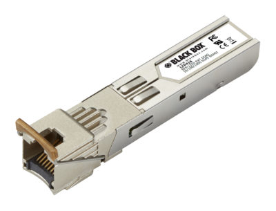 Black Box LFP410 Series Gigabit (1.25-Gbps) Extreme Temperature SFP with Extended Diagnostics - (1) 1.25-Gbps Copper RJ45, SGMII, 100m LFP416