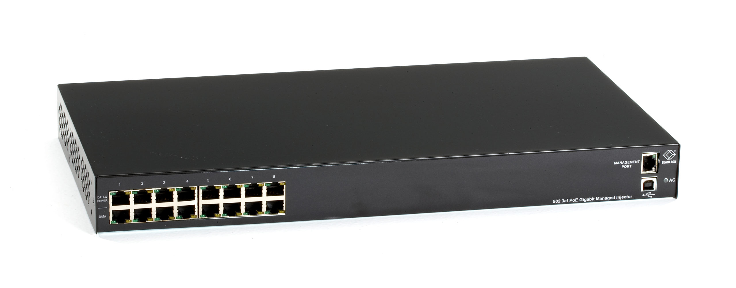 Black Box PoE Gigabit Ethernet Injector - 802.3af, Managed, 8-Port LPJ008A-FM