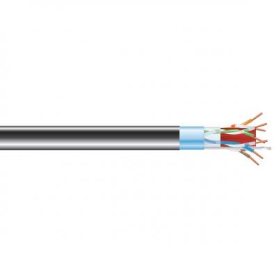 Black Box GigaBase® CAT6A 650-MHz Solid Ethernet Bulk Cable - Shielded (F/UTP), CMR PVC, Black, 1000-ft. (304.8-m) Spool C6ABC50S-BK-1000