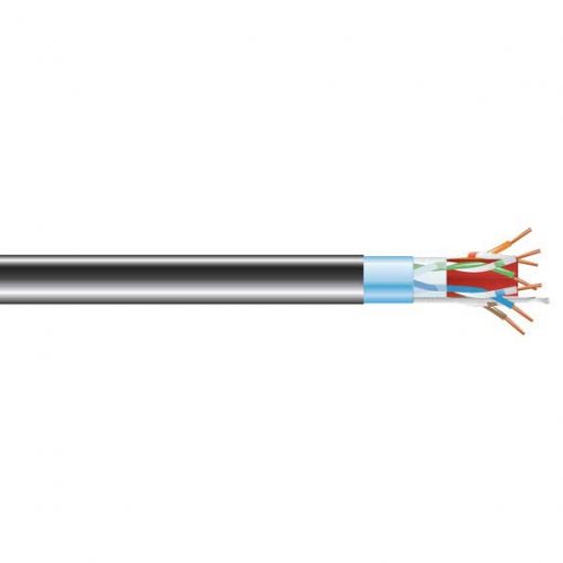 Black Box GigaBase® CAT6A 650-MHz Solid Ethernet Bulk Cable - Shielded (F/UTP), CMR PVC, Black, 1000-ft. (304.8-m) Spool C6ABC50S-BK-1000