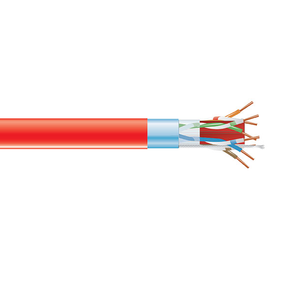 Black Box CAT6A 650-MHz Solid Ethernet Bulk Cable - Shielded (F/UTP), CMP Plenum, Red, 1000-ft. (304.8-m) Spool C6ABC51S-RD-1000