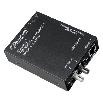 LE2122A-R4 Black Box AutoCross Ethernet (10-Mbps) Media Converter - 10-Mbps Copper to 10-Mbps Multimode Fiber, 850nm, 2km, ST LE2122A-R4