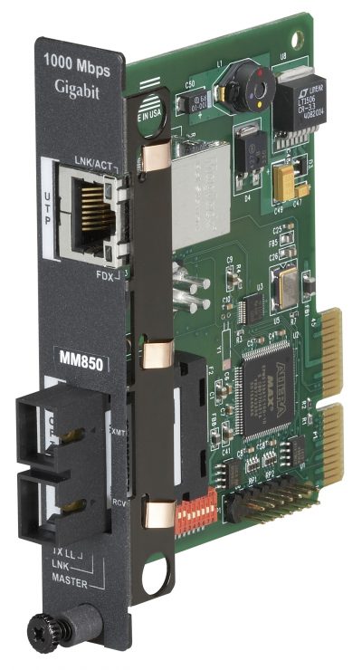 Black Box HDMCS II Gigabit Ethernet (1000-Mbps) Managed Media Converter - 1000-Mbps Copper to 1000-Mbps Multimode Fiber, 850nm, 0.3km, SC LGC5108C-R4