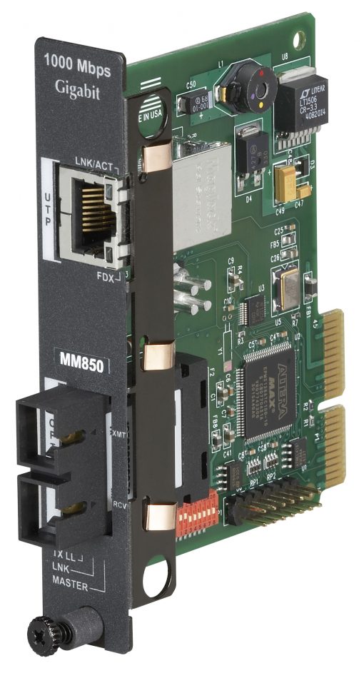 Black Box HDMCS II Gigabit Ethernet (1000-Mbps) Managed Media Converter - 1000-Mbps Copper to 1000-Mbps Multimode Fiber, 850nm, 0.3km, SC LGC5108C-R4