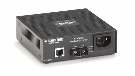 Black Box Compact Fast Ethernet (100-Mbps) Media Converter - 100-Mbps Copper to 100-Mbps Multimode Fiber, 850nm, 0.3km LHC009A-R3