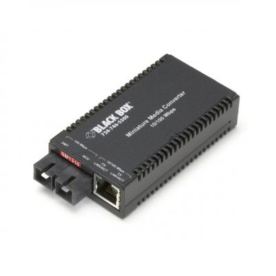 Black Box MultiPower Miniature Fast Ethernet (100-Mbps) Media Converter - 10/100-Mbps Copper to 100-Mbps Singlemode Fiber, 1310nm, 40km LHC015A-R3