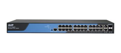 Alloy 26 Port Layer 3 Lite Managed PoE+ Switch with 26x 10/100/1000Mbps Ports + 2x Paired 100M/1Gb SFP Ports, 185W. 10 years warranty