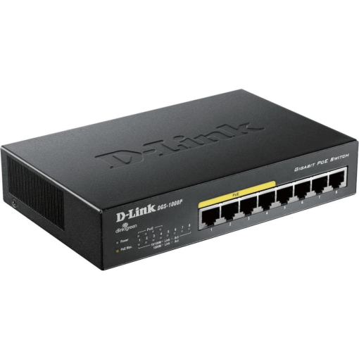 D-LINK 8-PORT 10/100/1000MBPS UNMANAGED SWITCH WITH POE DGS-1008P