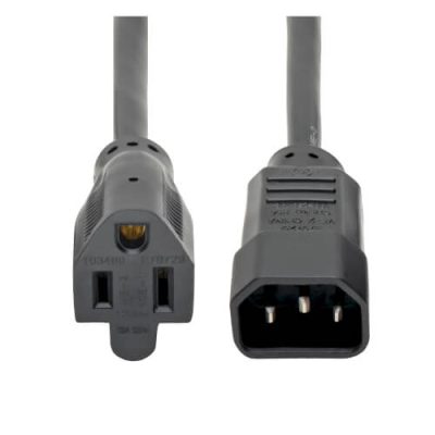 NEMA 5-15R to C14 Computer AC Power Cable - 10A, 125V, 18 AWG, 1 ft. (0.31 m)