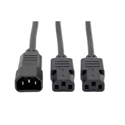 C14 Male to C13 Female Splitter, PDU Style - C14 to 2x C13, 10A, 250V, 18 AWG, 6 ft. (1.83 m)