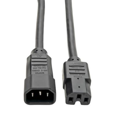 Power Cord C14 to C15 - Heavy-Duty, 15A, 250V, 14 AWG, 6 ft. (1.83 m), Black