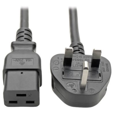 UK Computer Power Cord, C19 to BS1363, 13A, 250V, 16 AWG, 8 ft. (2.43 m)