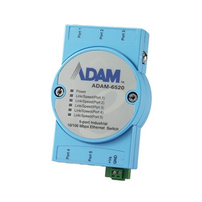 Advantech ADAM-6520 5FE Unmanaged Ethernet Switch, Flexible mounting, -10~70℃