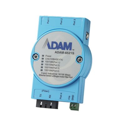 Advantech ADAM-6521S 4FE+1FE SC Single-mode Unmanaged Ethernet Switch, Flexible mounting
