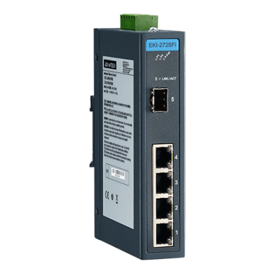 EKI-2725FI-AE Advantech EKI-2725FI 4+1G port Full Gigabit Unmanaged Ethernet Switch, -40~75℃