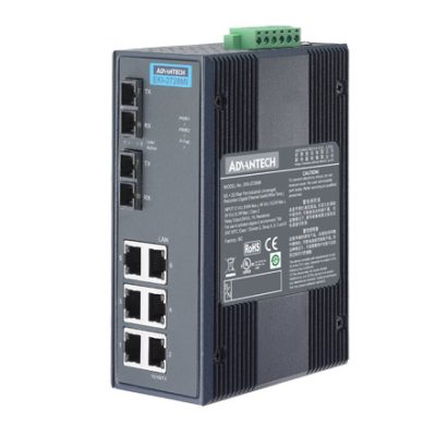Advantech EKI-2728MI 6+2G SC Multi-mode Full Gigabit Unmanaged Ethernet Switch, -40~75℃
