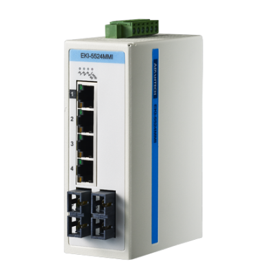 Advantech EKI-5524MMI 4+2 SC Multi-mode Unmanaged Ethernet Switch, ATEX/C1D2/IECEx, -40~75℃