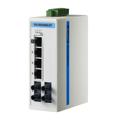 Advantech EKI-5524MMI-ST 4+2 ST Multi-mode Unmanaged Ethernet Switch, ATEX/C1D2, -40~75℃